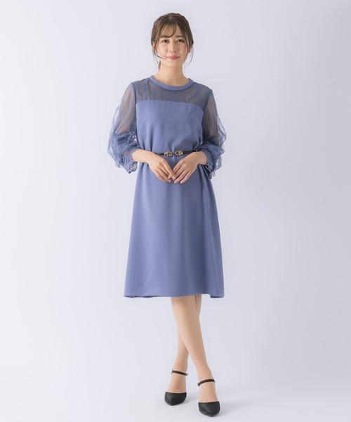 Rewde(ルゥデ)の「ハイネックレース切替ドレス(0R04-A2150)(ドレス・レディース・グリーン/ネイビー/ダークブルー・L/M)」の15枚目の写真