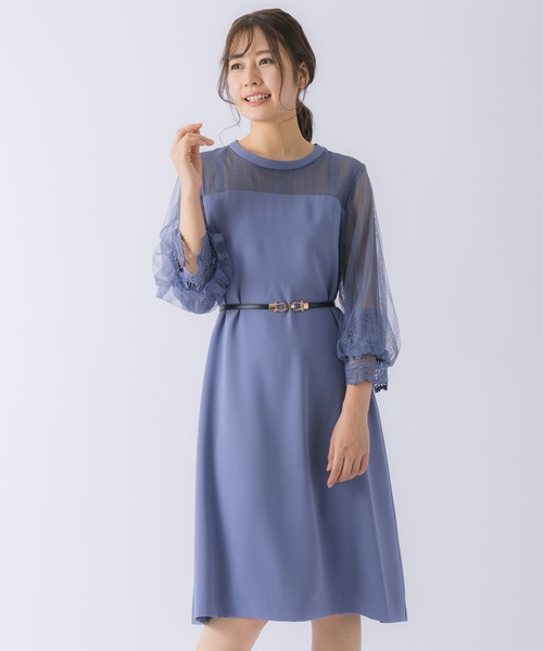 Rewde(ルゥデ)の「ハイネックレース切替ドレス(0R04-A2150)(ドレス・レディース・グリーン/ネイビー/ダークブルー・L/M)」の16枚目の写真