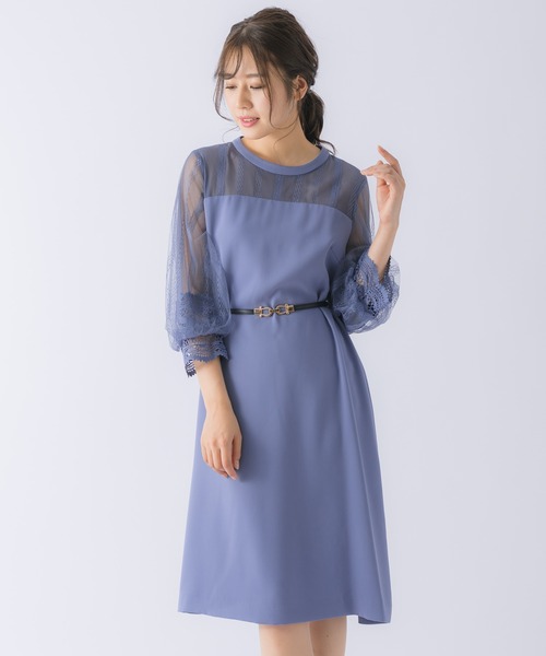 Rewde(ルゥデ)の「ハイネックレース切替ドレス(0R04-A2150)(ドレス・レディース・グリーン/ネイビー/ダークブルー・L/M)」の17枚目の写真