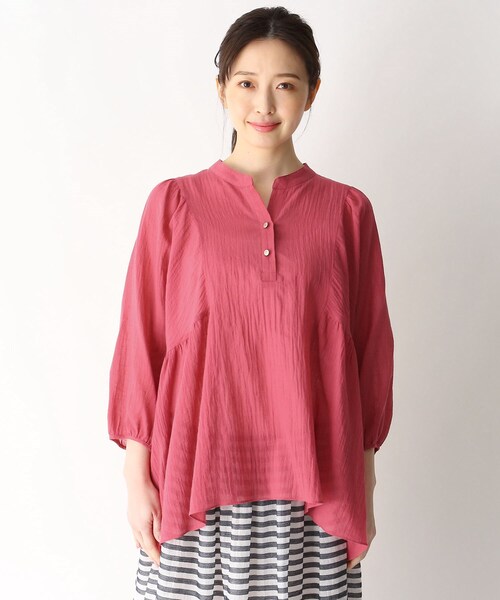 smart pink（スマートピンク）の「◆コットンリネンデザインブラウス（シャツ/ブラウス・レディース・オフホワイト/ブルー/ピンク系・88）」の11枚目の写真