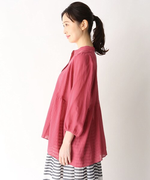 smart pink（スマートピンク）の「◆コットンリネンデザインブラウス（シャツ/ブラウス・レディース・オフホワイト/ブルー/ピンク系・88）」の5枚目の写真