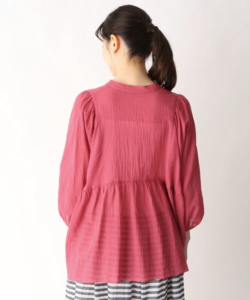 smart pink（スマートピンク）の「◆コットンリネンデザインブラウス（シャツ/ブラウス・レディース・オフホワイト/ブルー/ピンク系・88）」の4枚目の写真