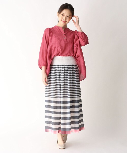 smart pink（スマートピンク）の「◆コットンリネンデザインブラウス（シャツ/ブラウス・レディース・オフホワイト/ブルー/ピンク系・88）」の6枚目の写真