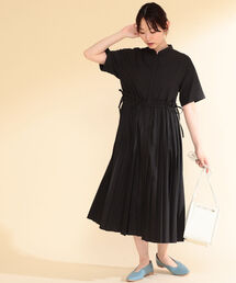 Ray BEAMS | Ray BEAMS / バンドカラー プリーツ ワンピース(ワンピース)