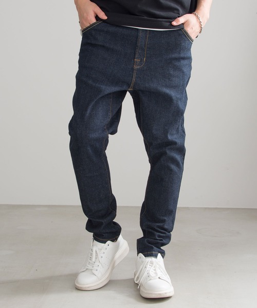 SILVER BULLET(シルバーバレット)の「『vicci/ヴィッチ』ストレッチサルエルスキニーデニムパンツ(デニムパンツ・メンズ・ブルー/ホワイト/ブラック/インディゴブルー/ベージュ・S/L/M/XL)」の4枚目の写真
