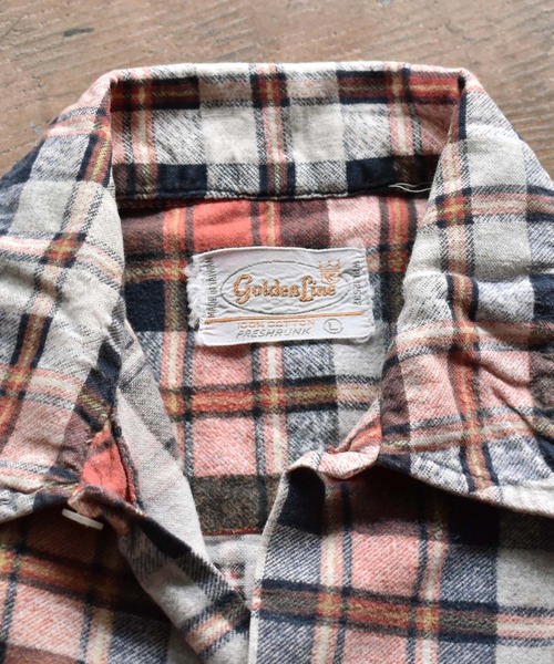 GoldenLine 70s XL オンブレチェック ネルシャツ プリネル 70's Golden Lineプリントネルシャツ オンブレチェック シャドー