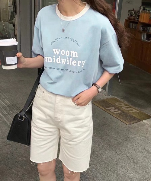 me+em select(ミームセレクト)の「【数量限定販売】woom logo バインダー配色Tシャツ(Tシャツ/カットソー・レディース・ブルー/グリーン/グレー/ネイビー/ホワイト・FREE)」の5枚目の写真