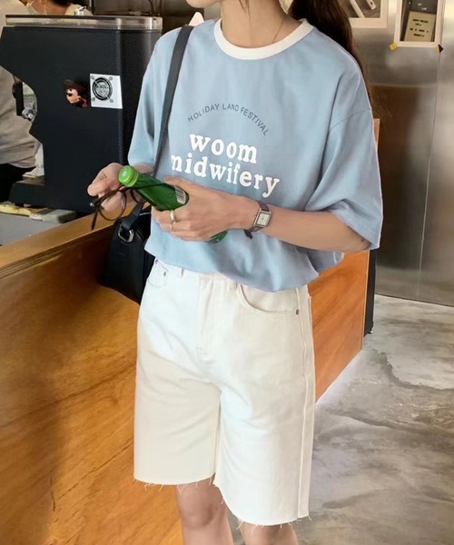 me+em select(ミームセレクト)の「【数量限定販売】woom logo バインダー配色Tシャツ(Tシャツ/カットソー・レディース・ブルー/グリーン/グレー/ネイビー/ホワイト・FREE)」の12枚目の写真