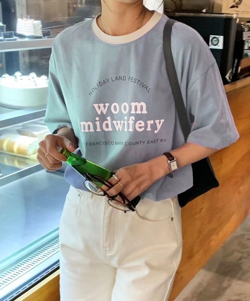 me+em select(ミームセレクト)の「【数量限定販売】woom logo バインダー配色Tシャツ(Tシャツ/カットソー・レディース・ブルー/グリーン/グレー/ネイビー/ホワイト・FREE)」の13枚目の写真