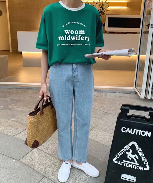 me+em select(ミームセレクト)の「【数量限定販売】woom logo バインダー配色Tシャツ(Tシャツ/カットソー・レディース・ブルー/グリーン/グレー/ネイビー/ホワイト・FREE)」の14枚目の写真