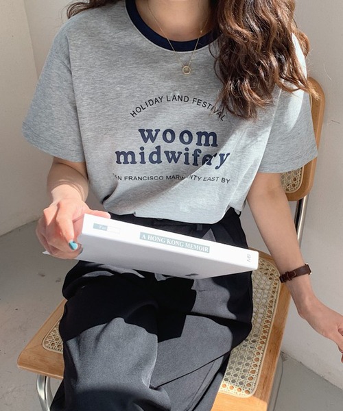 me+em select(ミームセレクト)の「【数量限定販売】woom logo バインダー配色Tシャツ(Tシャツ/カットソー・レディース・ブルー/グリーン/グレー/ネイビー/ホワイト・FREE)」の15枚目の写真