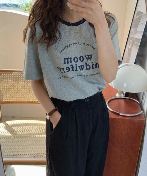 me+em select(ミームセレクト)の「【数量限定販売】woom logo バインダー配色Tシャツ(Tシャツ/カットソー・レディース・ブルー/グリーン/グレー/ネイビー/ホワイト・FREE)」の16枚目の写真