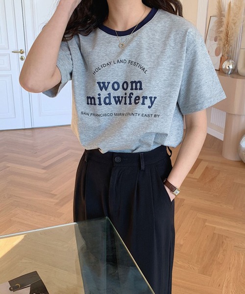 me+em select(ミームセレクト)の「【数量限定販売】woom logo バインダー配色Tシャツ(Tシャツ/カットソー・レディース・ブルー/グリーン/グレー/ネイビー/ホワイト・FREE)」の17枚目の写真