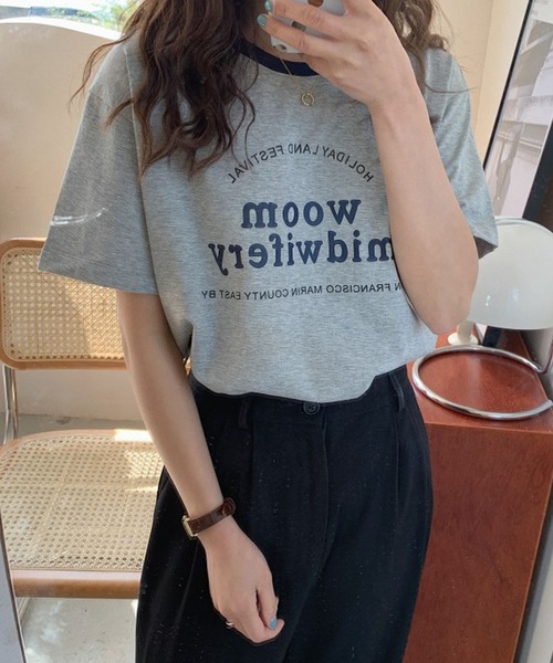 me+em select(ミームセレクト)の「【数量限定販売】woom logo バインダー配色Tシャツ(Tシャツ/カットソー・レディース・ブルー/グリーン/グレー/ネイビー/ホワイト・FREE)」の18枚目の写真