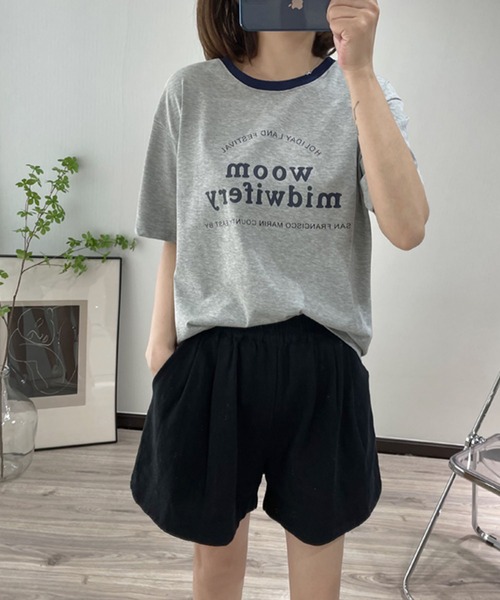 me+em select(ミームセレクト)の「【数量限定販売】woom logo バインダー配色Tシャツ(Tシャツ/カットソー・レディース・ブルー/グリーン/グレー/ネイビー/ホワイト・FREE)」の19枚目の写真
