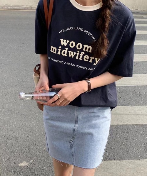 me+em select(ミームセレクト)の「【数量限定販売】woom logo バインダー配色Tシャツ(Tシャツ/カットソー・レディース・ブルー/グリーン/グレー/ネイビー/ホワイト・FREE)」の20枚目の写真