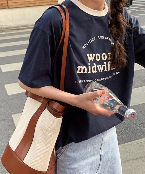 me+em select(ミームセレクト)の「【数量限定販売】woom logo バインダー配色Tシャツ(Tシャツ/カットソー・レディース・ブルー/グリーン/グレー/ネイビー/ホワイト・FREE)」の21枚目の写真