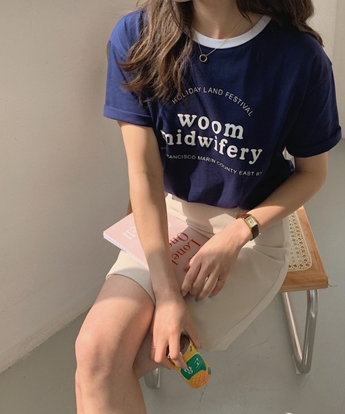 me+em select(ミームセレクト)の「【数量限定販売】woom logo バインダー配色Tシャツ(Tシャツ/カットソー・レディース・ブルー/グリーン/グレー/ネイビー/ホワイト・FREE)」の22枚目の写真