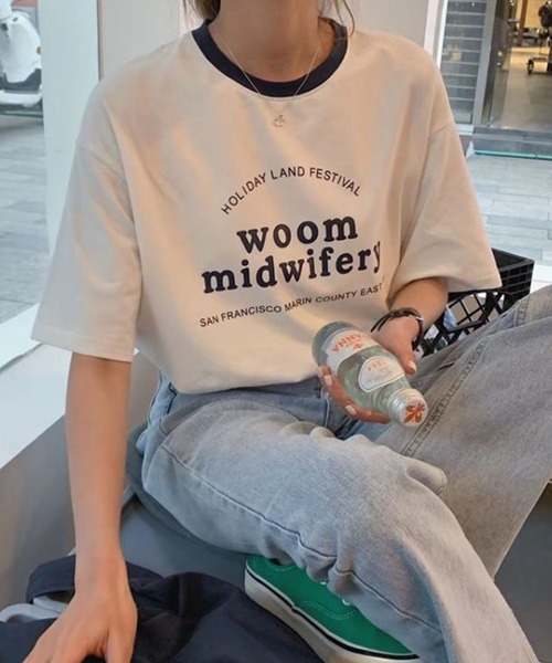 me+em select(ミームセレクト)の「【数量限定販売】woom logo バインダー配色Tシャツ(Tシャツ/カットソー・レディース・ブルー/グリーン/グレー/ネイビー/ホワイト・FREE)」の8枚目の写真
