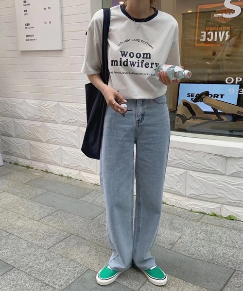 me+em select(ミームセレクト)の「【数量限定販売】woom logo バインダー配色Tシャツ(Tシャツ/カットソー・レディース・ブルー/グリーン/グレー/ネイビー/ホワイト・FREE)」の9枚目の写真