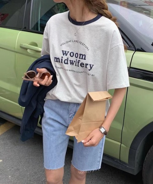 me+em select(ミームセレクト)の「【数量限定販売】woom logo バインダー配色Tシャツ(Tシャツ/カットソー・レディース・ブルー/グリーン/グレー/ネイビー/ホワイト・FREE)」の10枚目の写真