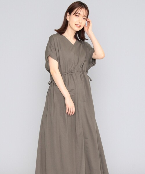 SHARE PARK（シェアパーク）の「【洗える】ナチュラルワッシャーウエストギャザーワンピース（ワンピース・レディース・ブルー系/カーキ系/ベージュ系/グレー系・0/1）」の3枚目の写真