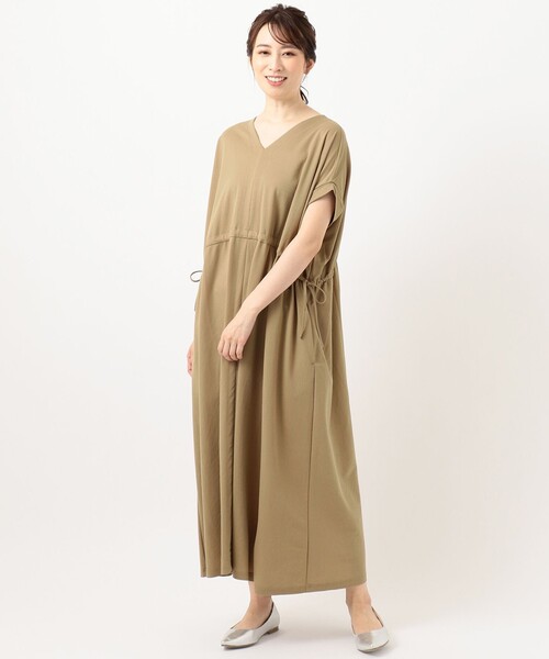 SHARE PARK（シェアパーク）の「【洗える】ナチュラルワッシャーウエストギャザーワンピース（ワンピース・レディース・ブルー系/カーキ系/ベージュ系/グレー系・0/1）」の7枚目の写真