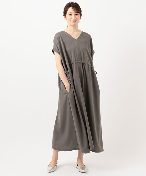 SHARE PARK（シェアパーク）の「【洗える】ナチュラルワッシャーウエストギャザーワンピース（ワンピース・レディース・ブルー系/カーキ系/ベージュ系/グレー系・0/1）」の8枚目の写真