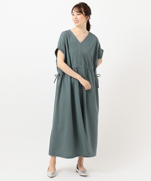 SHARE PARK（シェアパーク）の「【洗える】ナチュラルワッシャーウエストギャザーワンピース（ワンピース・レディース・ブルー系/カーキ系/ベージュ系/グレー系・0/1）」の10枚目の写真