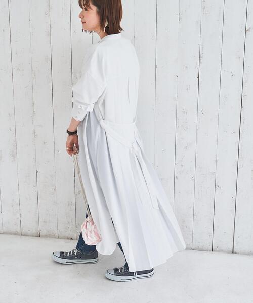 coen by SIZU（コーエンバイシズ）の「coen by SIZU バックプリーツシャツワンピース（ワンピース・レディース・ベージュ/ホワイト・FREE）」の14枚目の写真