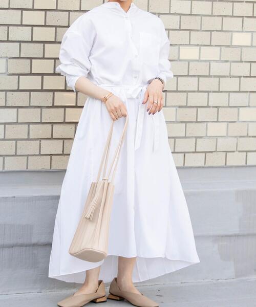 coen by SIZU（コーエンバイシズ）の「coen by SIZU バックプリーツシャツワンピース（ワンピース・レディース・ホワイト/ベージュ・FREE）」の11枚目の写真