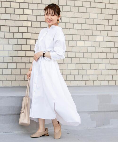 coen by SIZU（コーエンバイシズ）の「coen by SIZU バックプリーツシャツワンピース（ワンピース・レディース・ホワイト/ベージュ・FREE）」の8枚目の写真