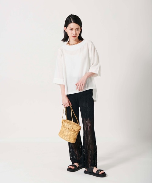 Lilipetit(リリプティ)の「透かし編みニットフレアパンツ(その他パンツ・レディース・ブラック/ライトグレー・M/L)」の6枚目の写真