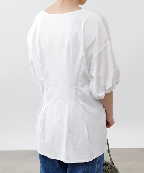 COLONY 2139（コロニートゥーワンスリーナイン）の「《抗菌・防臭》【SMART COLLECTION】抗菌スマートウエストタック半袖トップス（Tシャツ/カットソー・レディース・ブラック/オフホワイト/ダークブルー・LARGE/MEDIUM）」の7枚目の写真