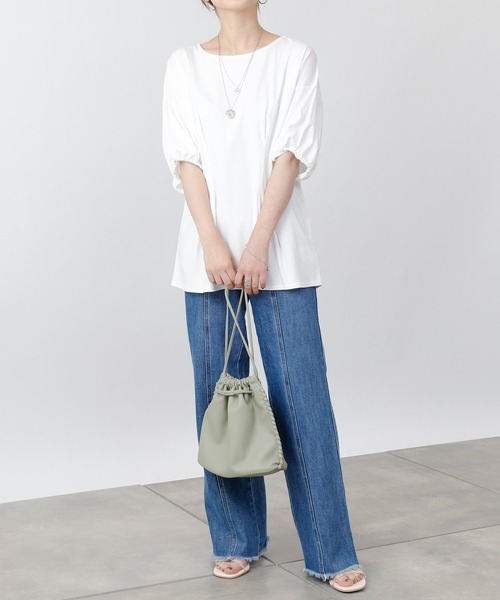 COLONY 2139（コロニートゥーワンスリーナイン）の「《抗菌・防臭》【SMART COLLECTION】抗菌スマートウエストタック半袖トップス（Tシャツ/カットソー・レディース・ブラック/オフホワイト/ダークブルー・LARGE/MEDIUM）」の9枚目の写真