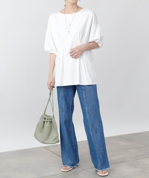 COLONY 2139（コロニートゥーワンスリーナイン）の「《抗菌・防臭》【SMART COLLECTION】抗菌スマートウエストタック半袖トップス（Tシャツ/カットソー・レディース・ブラック/オフホワイト/ダークブルー・LARGE/MEDIUM）」の10枚目の写真