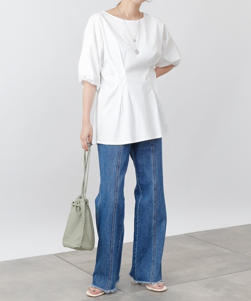 COLONY 2139（コロニートゥーワンスリーナイン）の「《抗菌・防臭》【SMART COLLECTION】抗菌スマートウエストタック半袖トップス（Tシャツ/カットソー・レディース・ブラック/オフホワイト/ダークブルー・LARGE/MEDIUM）」の11枚目の写真