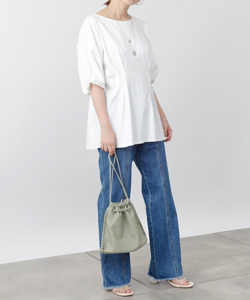 COLONY 2139（コロニートゥーワンスリーナイン）の「《抗菌・防臭》【SMART COLLECTION】抗菌スマートウエストタック半袖トップス（Tシャツ/カットソー・レディース・ブラック/オフホワイト/ダークブルー・LARGE/MEDIUM）」の13枚目の写真