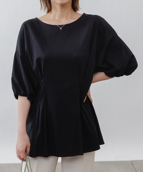 COLONY 2139（コロニートゥーワンスリーナイン）の「《抗菌・防臭》【SMART COLLECTION】抗菌スマートウエストタック半袖トップス（Tシャツ/カットソー・レディース・ブラック/オフホワイト/ダークブルー・LARGE/MEDIUM）」の15枚目の写真