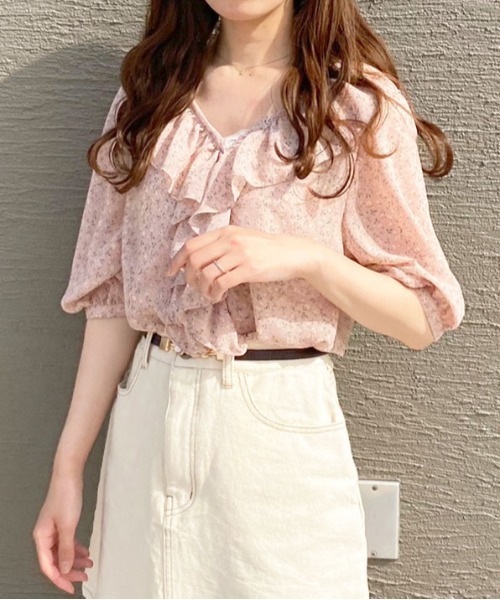 apres jour(アプレジュール)の「花柄ラッフルブラウス【ZOZOTOWN限定アイテム】(シャツ/ブラウス・レディース・サックスブルー/ピンク/アイボリー/ブラック・X-LARGE/フリー)」の15枚目の写真