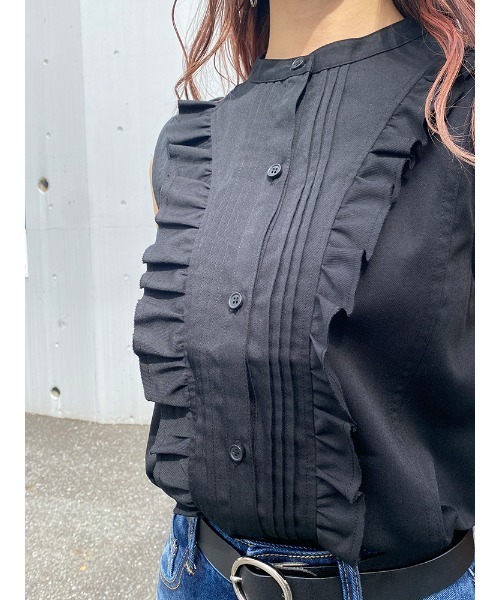 ENVYM（アンビー）の「ノースリーブフリルＳＨ（シャツ/ブラウス・レディース・ホワイト/ブラック・FREE）」の12枚目の写真