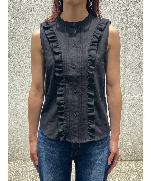 ENVYM（アンビー）の「ノースリーブフリルＳＨ（シャツ/ブラウス・レディース・ホワイト/ブラック・FREE）」の9枚目の写真