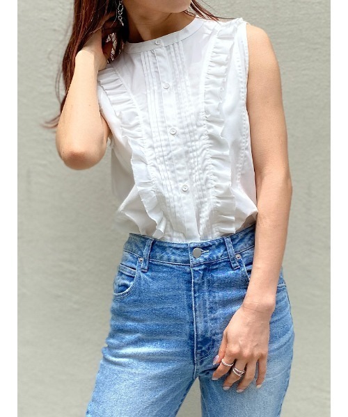 ENVYM（アンビー）の「ノースリーブフリルＳＨ（シャツ/ブラウス・レディース・ホワイト/ブラック・FREE）」の15枚目の写真