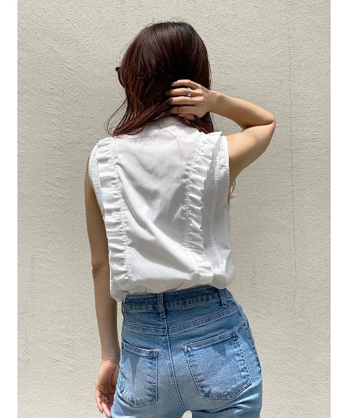 ENVYM（アンビー）の「ノースリーブフリルＳＨ（シャツ/ブラウス・レディース・ホワイト/ブラック・FREE）」の16枚目の写真