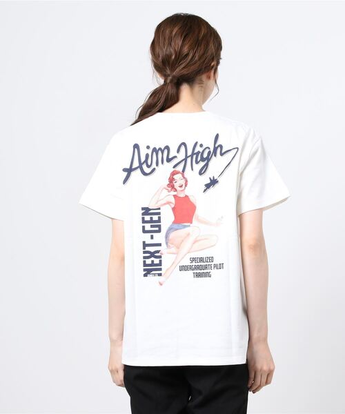 AVIREX（アヴィレックス）の「AVIREX/アヴィレックス　アイム ハイ Tシャツ / AIM HIGH T-SHIRT（Tシャツ/カットソー・レディース・オフホワイト/レモンイエロー/サックスブルー・FREE）」の6枚目の写真