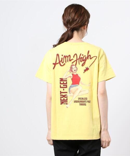 AVIREX（アヴィレックス）の「AVIREX/アヴィレックス　アイム ハイ Tシャツ / AIM HIGH T-SHIRT（Tシャツ/カットソー・レディース・オフホワイト/レモンイエロー/サックスブルー・FREE）」の3枚目の写真
