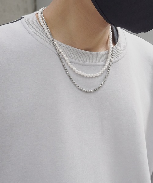 SBG（エスビー）の「SBG パールダブルチェーンネックレス（ネックレス・メンズ・シルバー/シルバー系その他/シルバー系その他2/シルバー系その他3・55cm）」の6枚目の写真