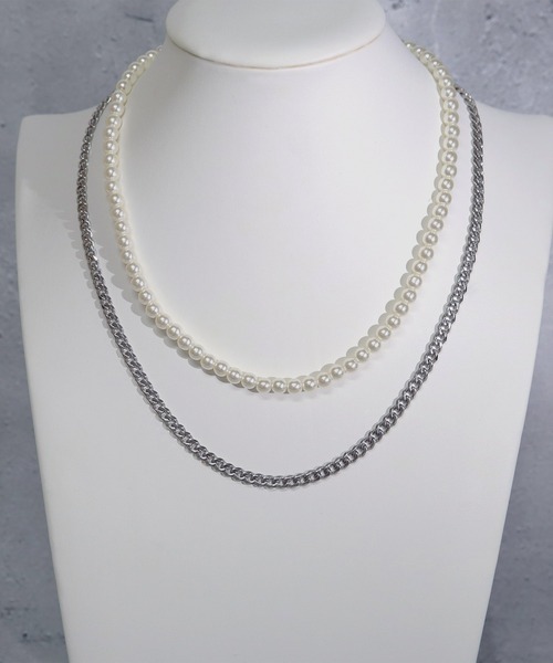 SBG（エスビー）の「SBG パールダブルチェーンネックレス（ネックレス・メンズ・シルバー/シルバー系その他/シルバー系その他2/シルバー系その他3・55cm）」の14枚目の写真