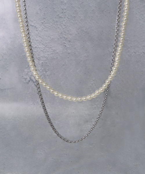 SBG（エスビー）の「SBG パールダブルチェーンネックレス（ネックレス・メンズ・シルバー/シルバー系その他/シルバー系その他2/シルバー系その他3・55cm）」の13枚目の写真