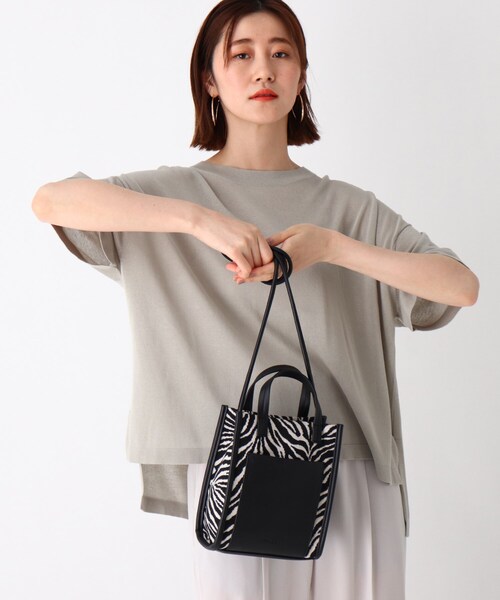 OPAQUE.CLIP(オペークドットクリップ)の「◆キャンバスコンビポケットミニショルダー【エコバッグ付・抗菌防臭加工裏地】(ショルダーバッグ・レディース・オフホワイト/キャメル/ホワイト系3・00)」の3枚目の写真